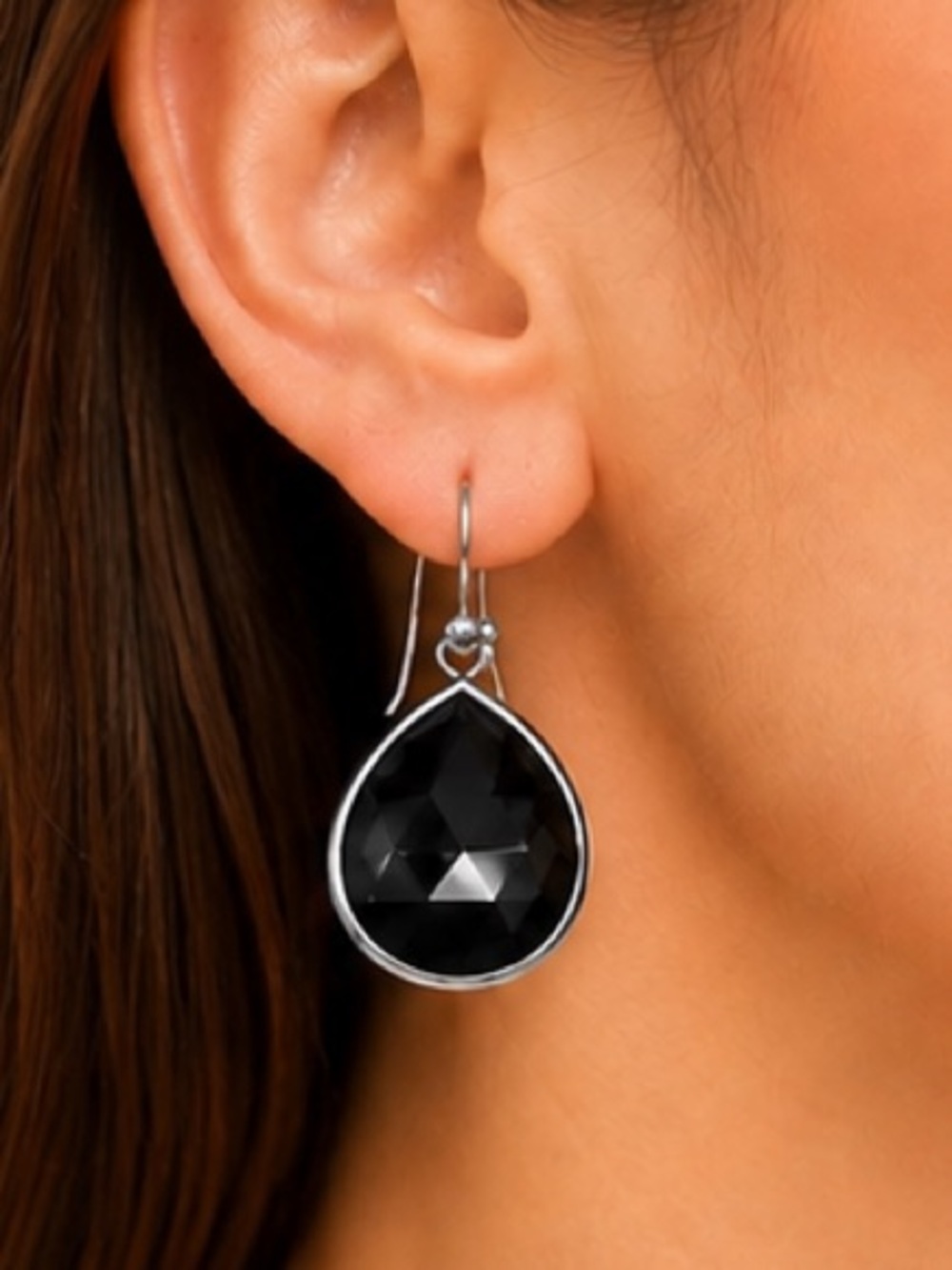 NEW - Black Onyx Genuine Gemstone Teardrop Earrings | Sterling Silver | 1.5”